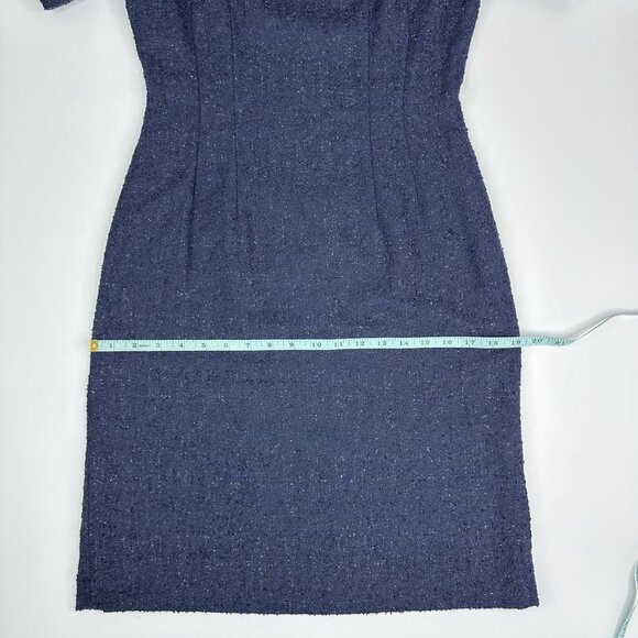 Tahari Women's NWOT Blue Jacquard Shaw Collar Business Career Shift Dress 4/C33 - Picture 12 of 15